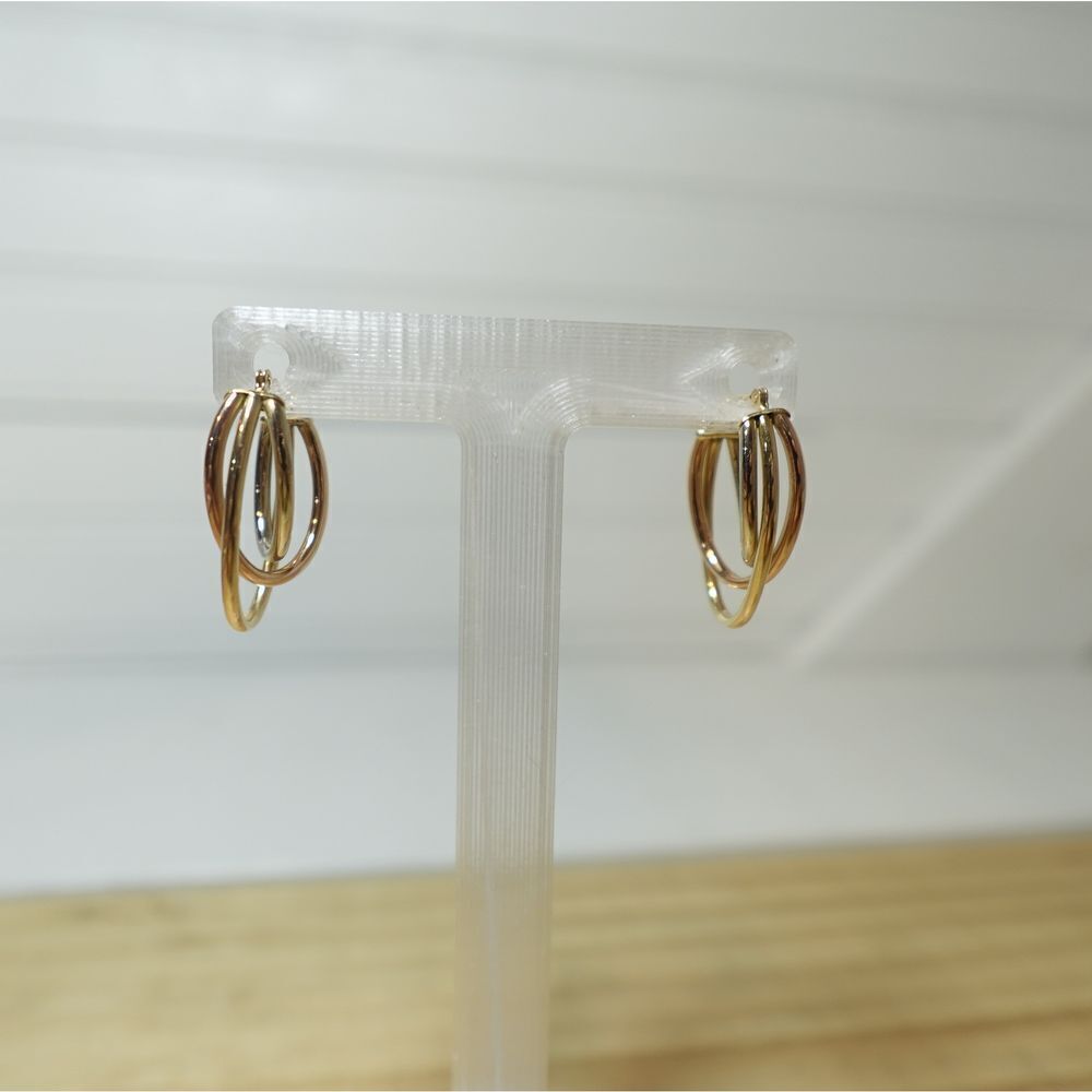 Pretty 14k Yellow Gold Women's Multi-Hoop Earrings